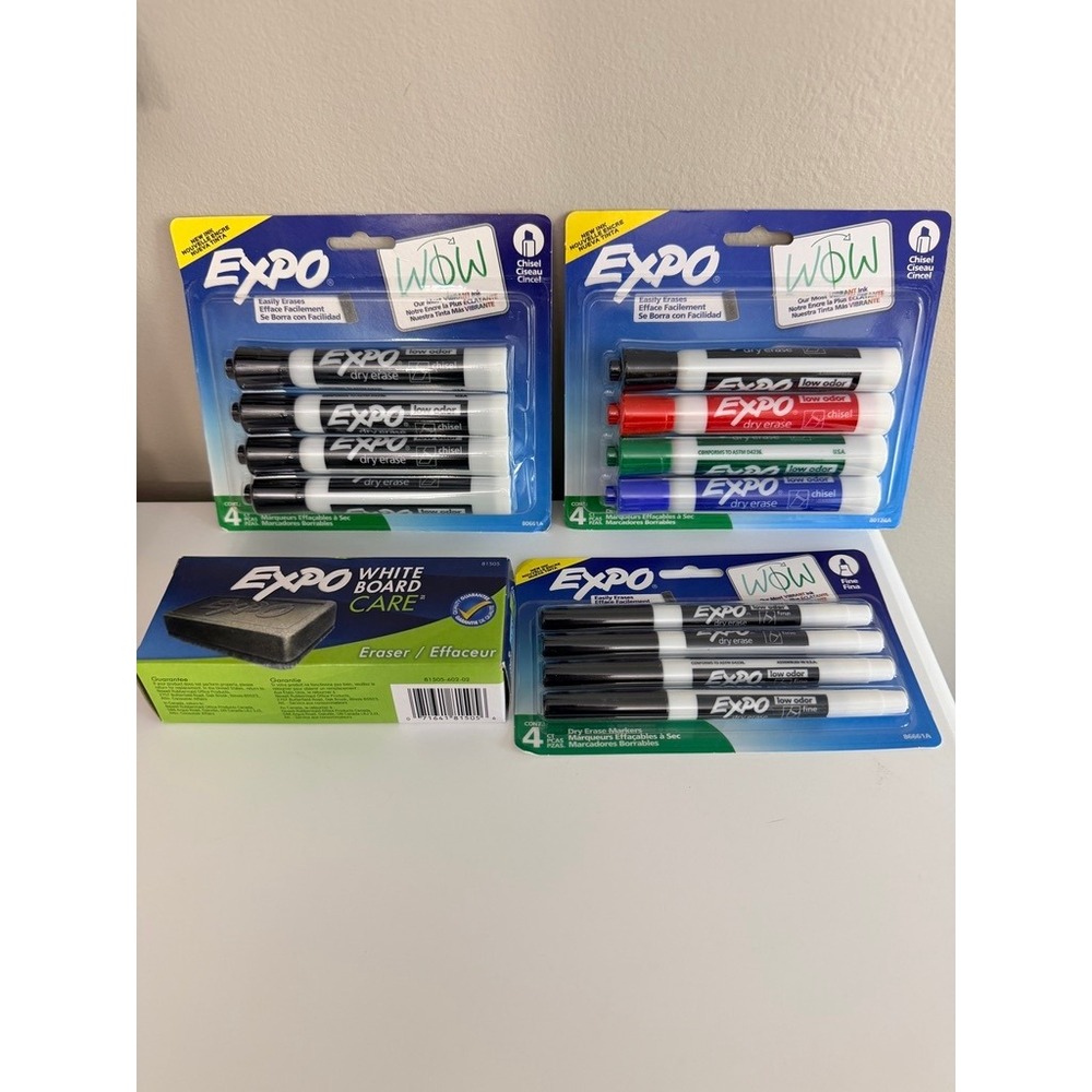 Expo Dry Erase Marker Eraser Bundle Multi Chisel Fine Tip NWT